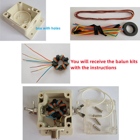 DIY Radio Balun Kit NXO-100 components for Radio Balun Antennas For 1 To 30 MHz Shortwave Ham Radio Gear with wires and housing