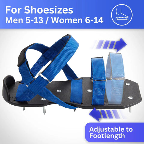 Adjustable Strap Lawn Aerator Shoes For Deep Lawn Aeration And Screed Use With 2 Inch Spikes And 1.5 Inch Optional Nails