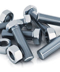 Boss Level 1275 Piece Heavy Duty Fastener Kit With Rock Solid Plastic Storage Bins And Wall Mount Louvered Panel For No Sweat Garage Organization Grade 5 Yellow Zinc Hex Bolts And Nuts, silver hex bolts and nuts stacked.