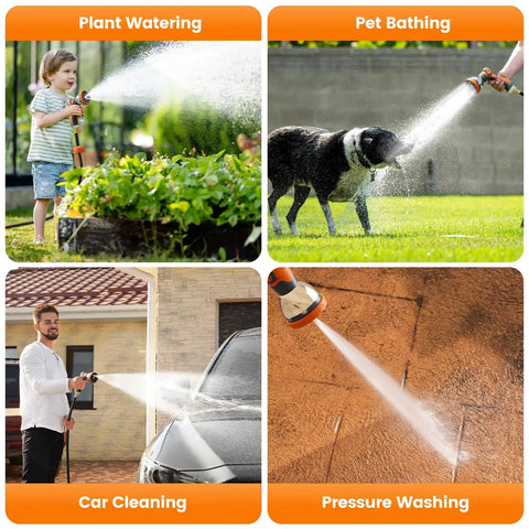 Retractable Garden Hose Reel With Auto Rewind For Outdoor Use, Wall Mounted Heavy Duty Hose Organizer, watering plants and washing a dog
