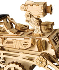 Close-up of Solar Powered Cars Kit With Movable 3D Wooden Puzzle Toys showing upper deck details of Curiosity Rover theme.