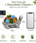 Solar Turtle Garden Statue With Succulent Holder And Seven LED Lights For Patio Yard And Balcony Decor A Cool Gift For Mom Grandma