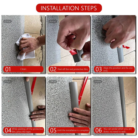 Installation steps for 6.56 Ft PVC Carpet And Floor Edging Trim Strip Self Adhesive Threshold Transition Yellow Oak, easy peel and stick.