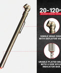 Milton S-925 pencil tire pressure gauge, brass body with built-in deflator valve (side view)
