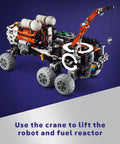 Technic Mars Crew Exploration Rover Dope Build Kit with crane and fuel reactor, realistic suspension, for kids 11 and up.