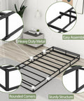 Twin Box Spring 5 Inch Low Profile Heavy Duty Metal Support Offers Legit Stability And Zero Squeaks For Your Twin Mattress With A Protective Cover Featuring heavy duty metal and a sturdy structure.
