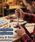 Man using Beefy All In One Heavy Duty Leather Snaps Kit 203 Pieces With 50 Full Sets Half Inch Stainless Steel Fasteners