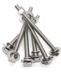 Tough-As-Nails 3/8-16 X 5 Stainless Steel Hex Bolts With Nuts, Flat And Lock Washers, 18-8 304 Stainless, Fully Threaded, Fastener Kit