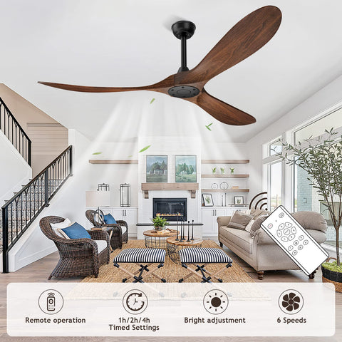 Outdoor Patio Ceiling Fan With Remote No Light 60 Inch Matte Black Modern Design For Patios And Covered Backyard