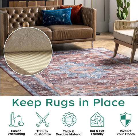 Extra Thick Non Slip Rug Pad Gripper 2 by 3 Feet Keeps Area Rugs From Sliding On Hardwood Floors For Safe Stable Floors