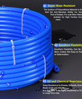 Blue PU air hose coil, 6mm OD, 4mm ID, 10 m length.
