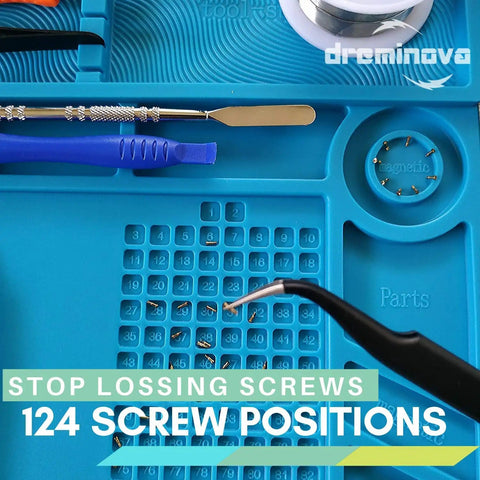 Pro Grade Large Soldering Mat 55x35cm Magnetic Silicone Work Surface with 124 screw positions and magnetic zones