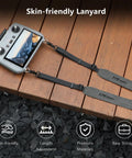 Soft Leather Neck Strap Lanyard For Dji Rc 2 And Rc Pro 2 Remotes Built Legit To Catch Heavy Drops And Provide Killer Shock Absorption For Drone Pilots Protecting Their Controllers During Epic Runs, showing grey padded strap attached to DJI remote.