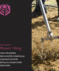 Manual Rotary Cultivator With Adjustable Handle And Detachable Blades For Back Saving Weeding And Tilling In Narrow Rows And Small Beds This Ergonomic Garden Tool Makes Cultivation A Breeze For Healthy Soil being used in garden soil.
