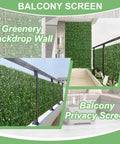 Six Pack 20 Inch By 20 Inch Artificial Grass Wall Panels Greenery Backdrop Set Boxwood Leaves on Balcony Screen