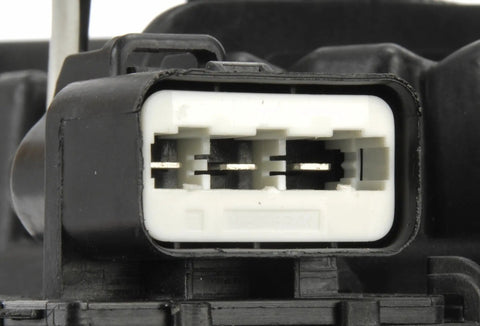 Close-up of the electric motor connector for Direct Fit Engine Cooling Fan Assembly With Motor Complete Radiator Fan Kit.