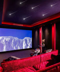 Home theater with Shine Like A Shooting Star Dope 96 Fiber Optic Strands Kit 9.8Ft Long 0.03In Diameter 12 End Glow LEDs on ceiling