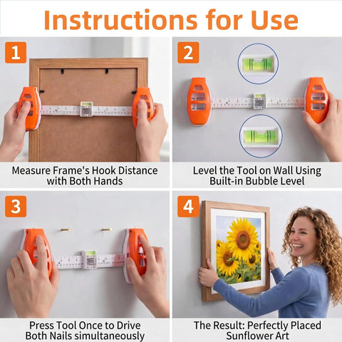 Essential Dead On Picture Hanging Level And Frame Alignment Ruler For No Sweat Wall Decor Setup With Bright Orange Precision Bubble Guide used for measuring and leveling frames.