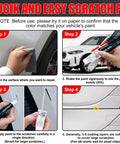 Steps for using BMW Alpine White 300 Dope Touch Up Paint Kit With 2 In 1 Scratch Remover Pen for quick scratch repair on BMW cars.
