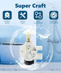 Heavy Duty RV Toilet Water Valve Kit Replacement for Pedal Flush Campers and RV Trailers, white plastic valve with brass features.