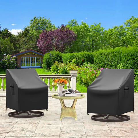 Heavy Duty Outdoor Patio Chair Covers 2 Pack For Swivel Lounge And Rocking Chairs Waterproof Black Fits 30W X 34D X 38.5H