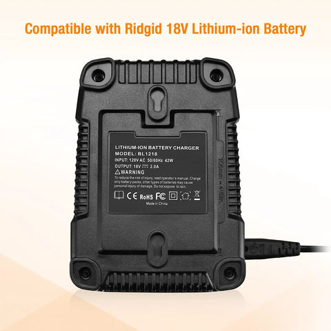 18V Battery Charger For Ridgid Tools, Fast Reliable Charging With R86092 And 18V Hyper Lithium Ion Packs back view