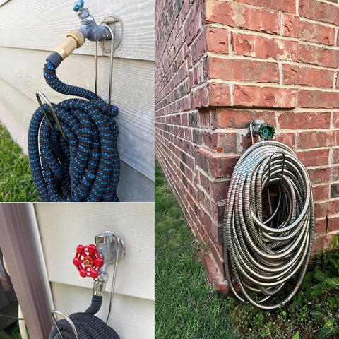 Wall Mounted Garden Hose Holder 304 Stainless Steel Rust Proof Heavy Duty Hose Hanger Keeps Up To 50 Ft Of Garden Hose Off The Ground
