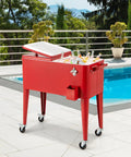 80 Quart Rolling Ice Chest With Wheels For Patio And Poolside Parties Tailgate Ready Outdoor Cooler Cart With Side Handles Bottle Opener And Cap Catcher Portable Insulated Beverage Cooler For Backyard BBQs