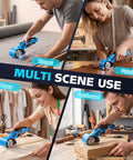 Heavy Duty Cordless Electric Box Cutter With Rechargeable 2000Mah Battery And Two Sharp Blades For Fast Cardboard Cutting in use on various materials.
