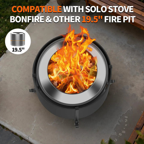Fire Pit Surround Tabletop For Outdoor Solo Stove Bonfire And Wood Burning Use With Heat Resistant Fabric Wrap Sturdy Alloy Frame