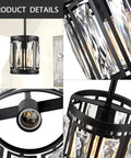 Crystal Mini Semi Flush Mount Ceiling Light With Convertible Pendant Chrome Drum Shade Adjustable Hanging Fixture details
