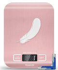 Slim Digital Kitchen Scale With 11Lb Capacity, 6 Unit Modes, Pink 304 Stainless Steel, LCD Display, Tare Function, Batteries