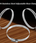 6 Pack Adjustable 3.5 Inch 304 Stainless Steel Hose Clamps Worm Gear Duct Clamp For Air Ducting Automotive Plumbing And Mechanical Applications Fits Three To Four Inch Hoses 78 To 101 Mm shown on wooden surface