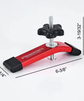 Heavy Duty Red Anodized T Track Hold Down Clamps With T Bolts And Washers For Woodworking and Milling, 6-3/8 inch size.