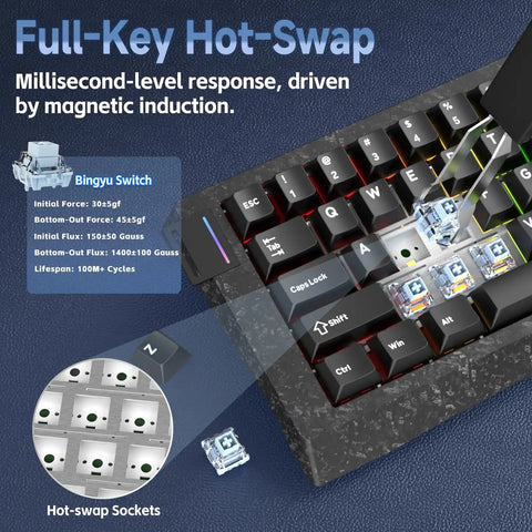 Blazing Fast 8000Hz Polling Rate Wired Gaming Keyboard featuring hot-swap mechanical switches for customizable performance.