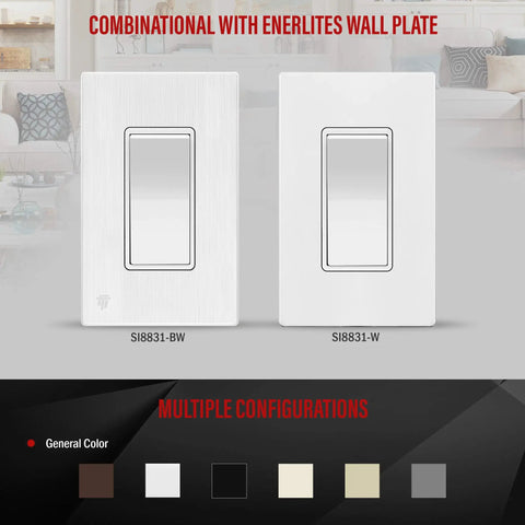4 Way Decorator Rocker Light Switch 15A 120V 277V Gloss Finish With Ground Wire Lead Attached UL Listed in white configuration