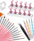 Beginner Home DIY Press On Nail Kit With 15 Nail Art Brushes 5 Dotting Pens Nail Stand Double Sided Tape And All In One Nail Tech Tools