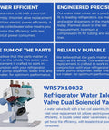 Refrigerator Water Inlet Valve Dual Solenoid Replacement WR57X10032 For GE Hotpoint Fits Most GE Hotpoint Models Replaces WR57X10051 AP3672839