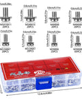 210 Piece Terminal Block Screw Set With Square Washers Sizes M3 To M5 displayed in storage box