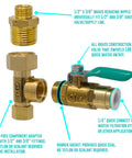 Ice Maker Water Line Kit With 25 Foot Tubing, Solid Brass Stop Tee And Valve, One Quarter Inch Fittings, DIY Quick Install