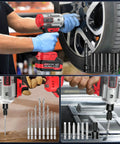 Three-In-One Cordless Impact Wrench, Driver And Drill Kit, 1200Nm Brushless Power Tool with accessories shown in use