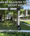 No Sweat Heavy Duty Portable Aluminum Gantry Crane Shop Floor Ready With Adjustable Beam Height Tough Lifting Gear showing adjustable height and width.