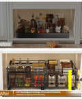Kick Pantry Chaos To The Curb With This 2 Pack Expandable Pull Out Cabinet Organizer Built For Deep Drawers Featuring Smooth Rollers And Heavy Duty Frames That Secure Items While Turning Messy Pantry Nooks Into Neat Organization You Dig - before and after comparison of drawer organizer.