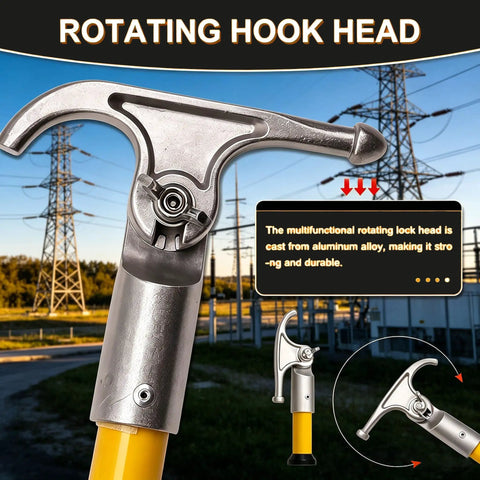 Insulated Rescue Hook With Retractable Fiberglass Pole For Live Line Work Lightweight Electrical Safety Tool For Power Stations Utilities Crew And Factory Maintenance In Hazardous Environments rotating hook head