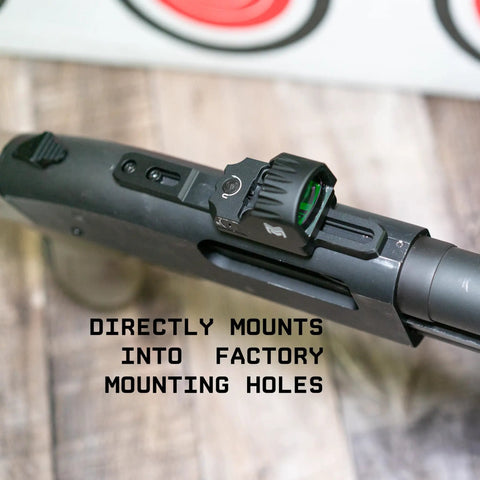 Grimlock Shotgun Rail Mount With Universal Mounting System And Gunsmithing Screw Set Fits Drilled And Tapped Shotguns locks onto receiver.