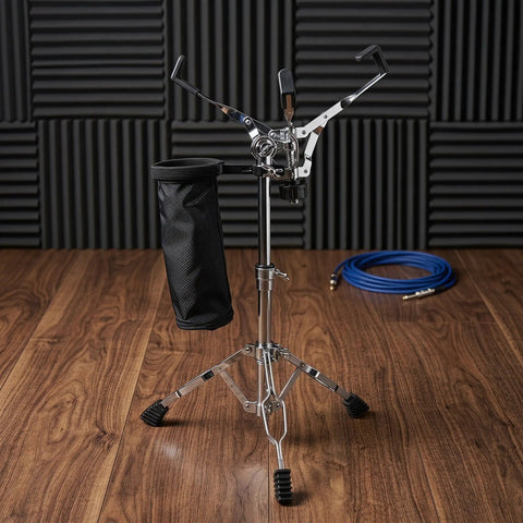 Road Ready Double Braced Snare Stand With Secure Drumstick Tray And Non Slip Rubber Grip, Portable Tripod Drum Rack with bag