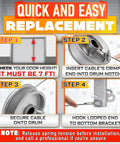 Installation steps for Heavy-Duty 8 Ft 6 In Garage Door Cables For 7 Ft Doors, 304 Steel Galvanized Cables, easy replacement guide
