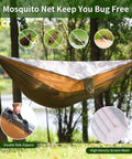 Super Comfy Double Hammock With Mosquito Net For Outdoors Portable Lightweight Nylon Parachute Hammock With 10ft Tree Straps
