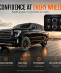 Dead On Accurate Tire Pressure Monitoring System Sensor 315 Mhz Built Tough For Gm Chevy showing tire pressure readings on display.