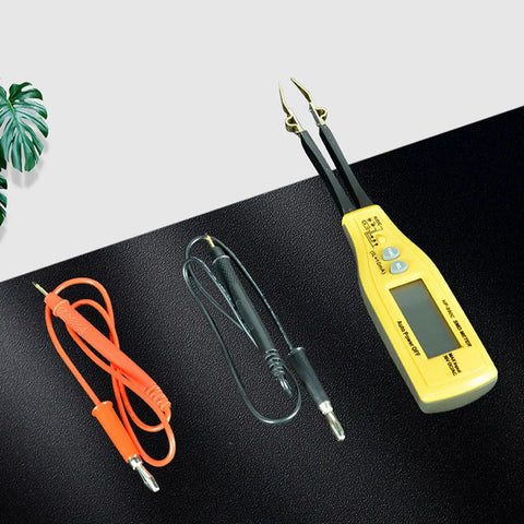 Digital Multimeter With LED Clip Probes For Non Solder Testing, Handy PCB Repair Tool, yellow, with test leads